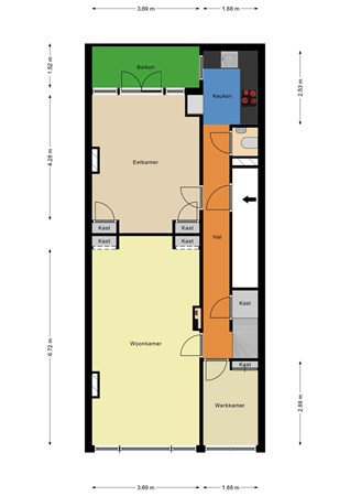 Floorplan - Schieweg 110C02, 3038 BC Rotterdam